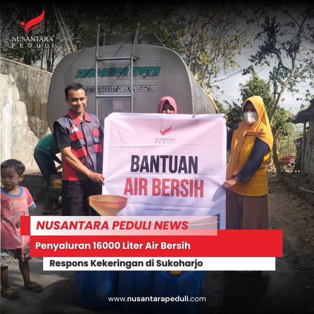 Respons Kekeringan di Sukoharjo, Nusantara Peduli Salurkan 16000 Liter Air Bersih